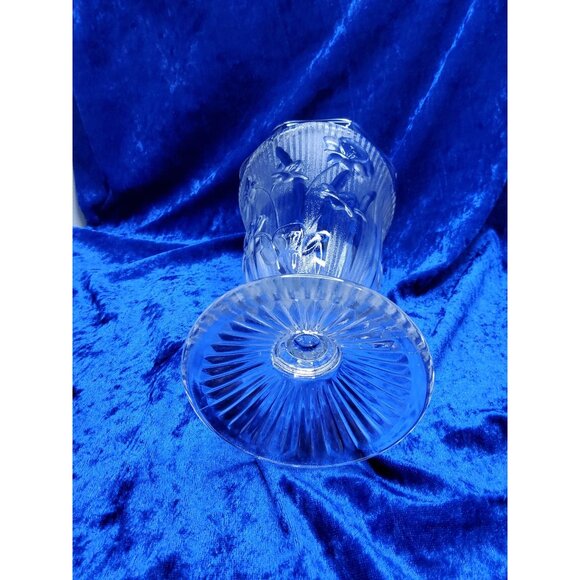 vintage jeanette beautifull 1930s-40s iris and herringbone frosted crystal vase - Picture 5 of 5